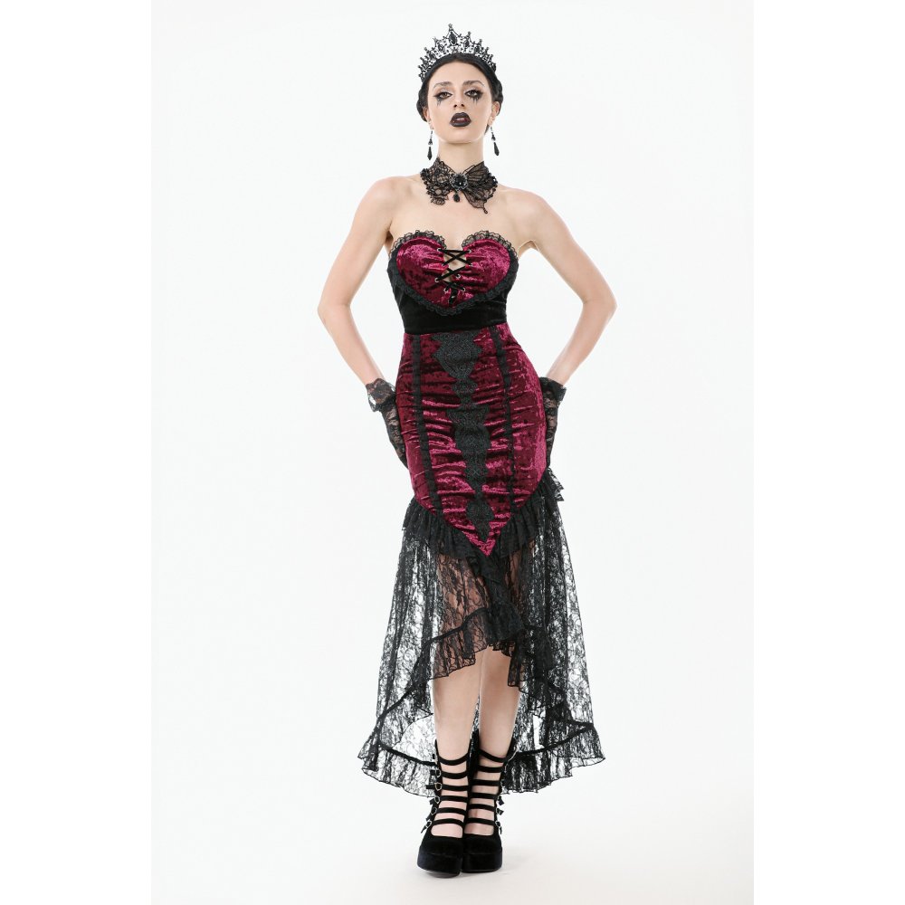Dark In Love Bloodwine Lover High-Low Gothic Red Skirt