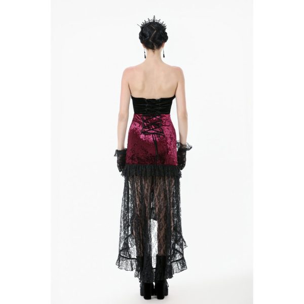 Dark In Love Bloodwine Lover High-Low Gothic Red Skirt