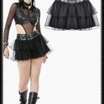 Dark In Love Revenant Gothic Ruffle Faux Leather Detail Skirt