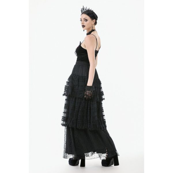 Dark In Love Revenant Gothic Ruffle Faux Leather Detail Skirt