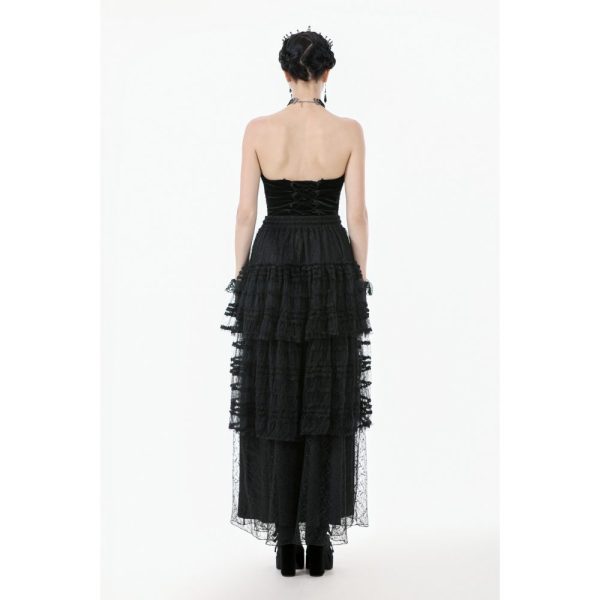 Dark In Love Revenant Gothic Ruffle Faux Leather Detail Skirt