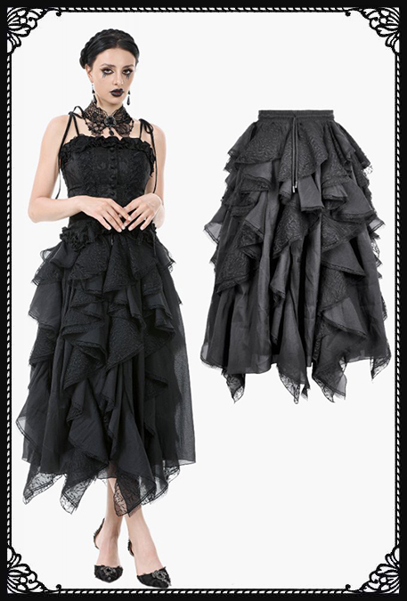Dark In Love KiKi’s Bloom Gothic Ruffle Skirt
