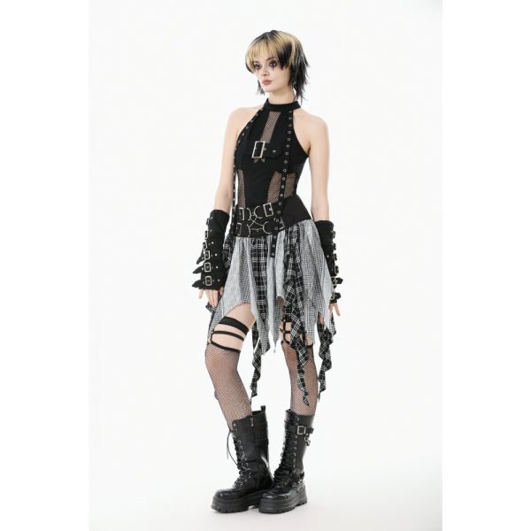 Dark In Love Shadow Shredded Tartan Gothic Skirt