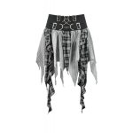 Dark In Love Shadow Shredded Tartan Gothic Skirt