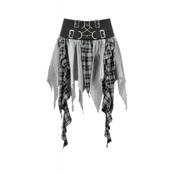 Dark In Love Shadow Shredded Tartan Gothic Skirt