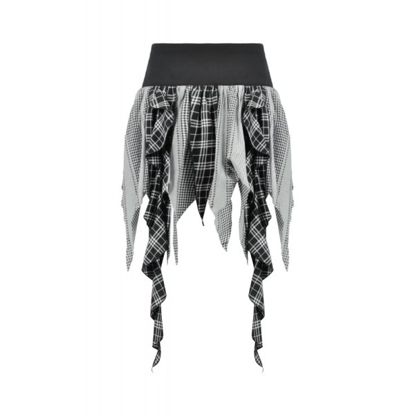 Dark In Love Shadow Shredded Tartan Gothic Skirt