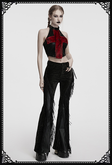 Punk Rave Goth ‘n’ Roll Rockstar Fringe Flare Trousers