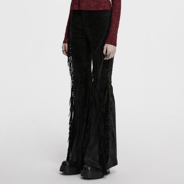 Punk Rave Goth 'n' Roll Rockstar Fringe Flare Trousers