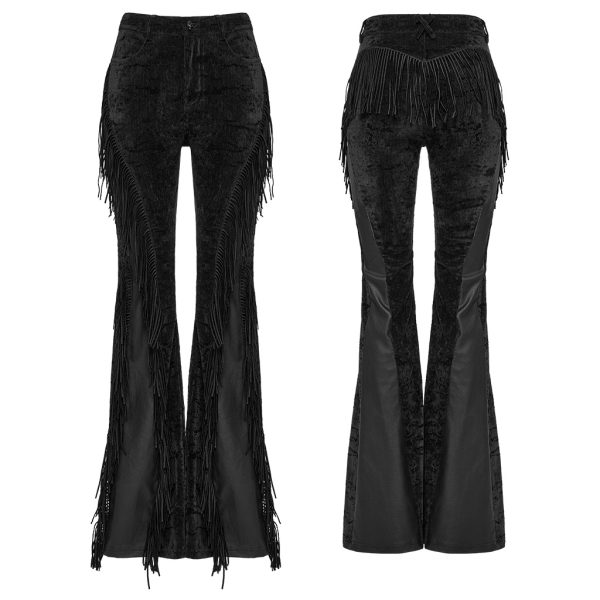 Punk Rave Goth 'n' Roll Rockstar Fringe Flare Trousers