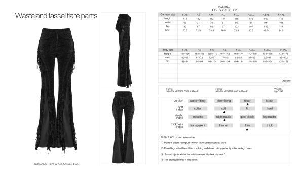 Punk Rave Goth 'n' Roll Rockstar Fringe Flare Trousers