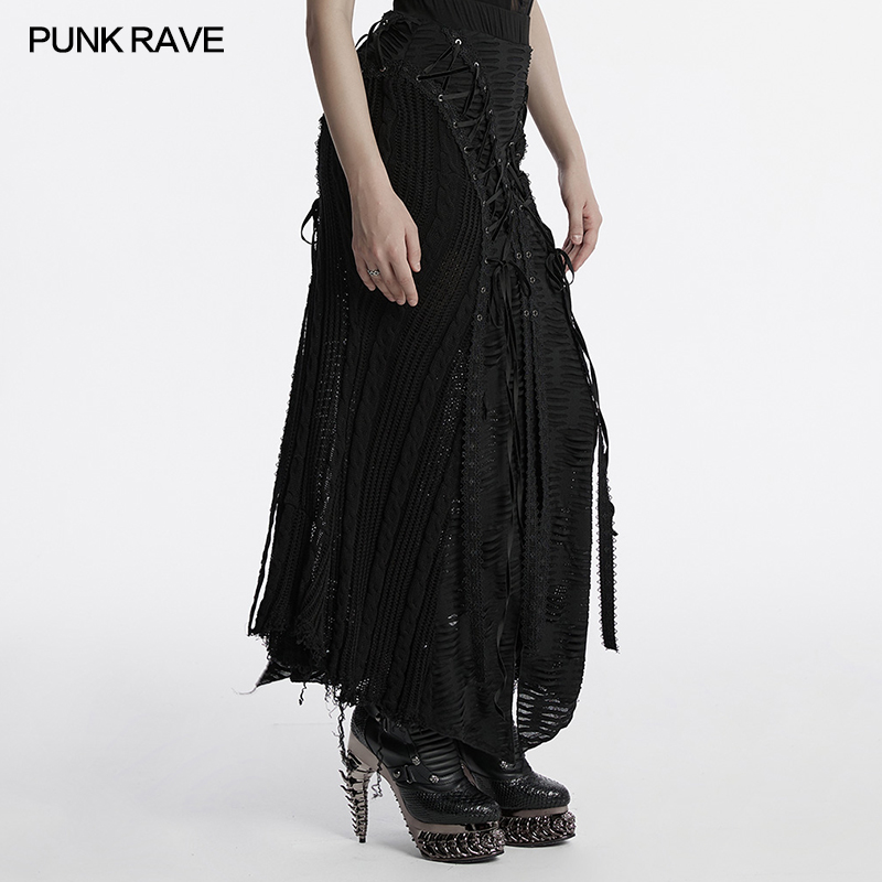 Punk Rave Izora Lace Up Long Skirt