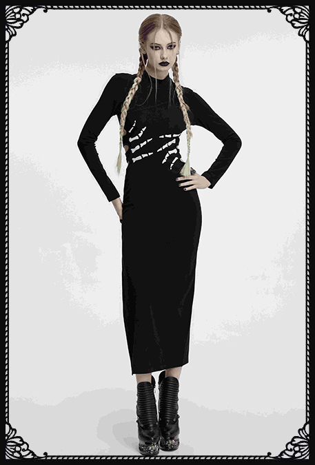 Punk Rave Skelita Skeleton Hand Gothic Dress