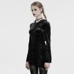 Punk Rave Hexed Velvet Cross Detail Hooded Gothic Dress