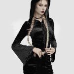 Punk Rave Hexed Velvet Cross Detail Hooded Gothic Dress