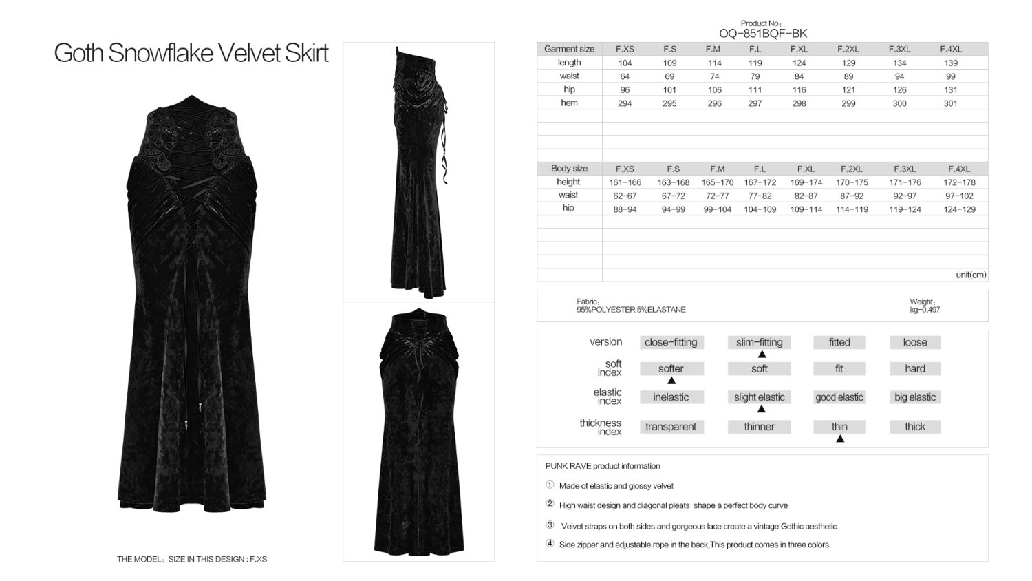 Punk Rave Velvet Rush Gothic Mermaid Tail Skirt