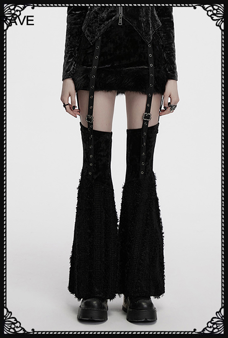 Punk Rave Bratty Gothccore Bratz Fur Skirt With Detachable Leg Warmer
