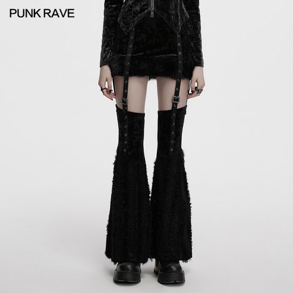 Punk Rave Bratty Gothccore Bratz Fur Skirt With Detachable Leg Warmer