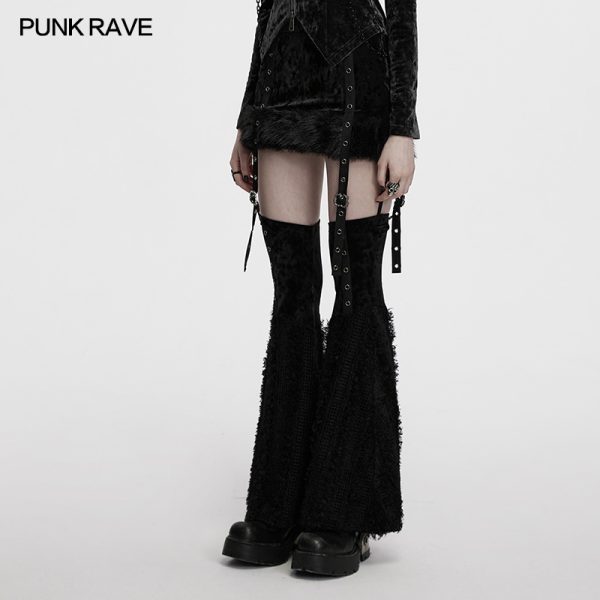 Punk Rave Bratty Gothccore Bratz Fur Skirt With Detachable Leg Warmer