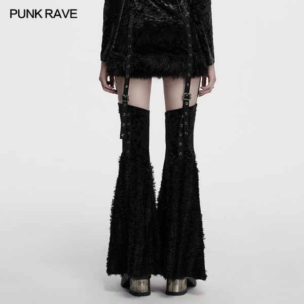Punk Rave Bratty Gothccore Bratz Fur Skirt With Detachable Leg Warmer