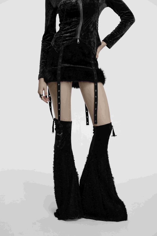 Punk Rave Bratty Gothccore Bratz Fur Skirt With Detachable Leg Warmer