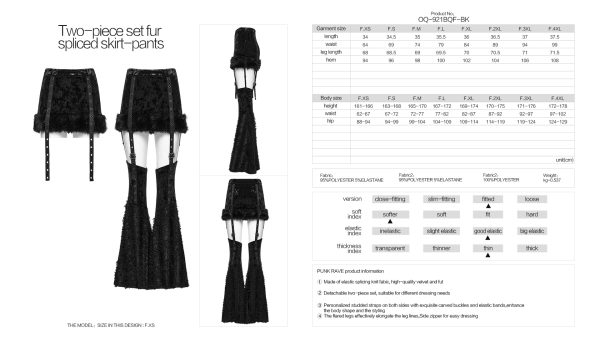 Punk Rave Bratty Gothccore Bratz Fur Skirt With Detachable Leg Warmer