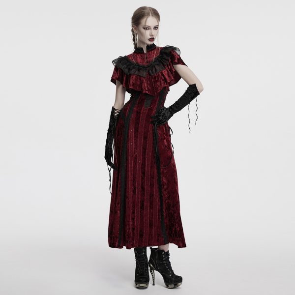 Punk Rave Velvet Rush Embroidered Gothic Gloves