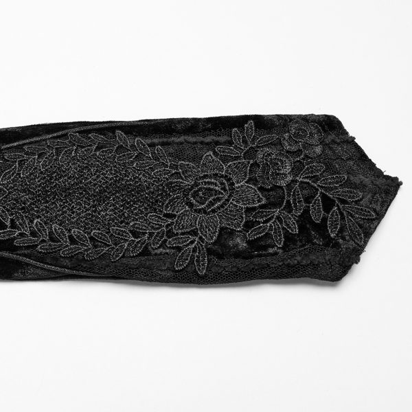 Punk Rave Velvet Rush Embroidered Gothic Gloves