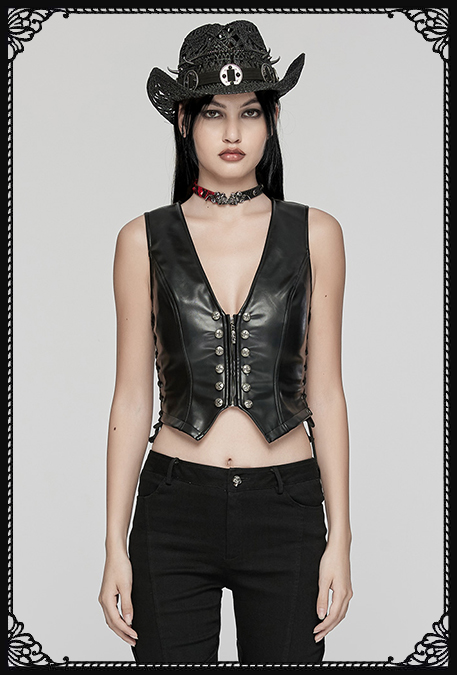 Punk Rave Calamity Gothic Cowboy Faux Leather Vest