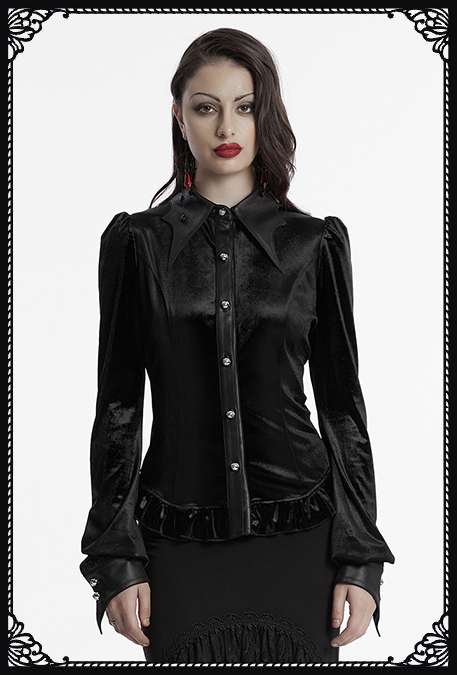 Punk Rave Black Bat Wing Collar Gothic Ombre Shirt