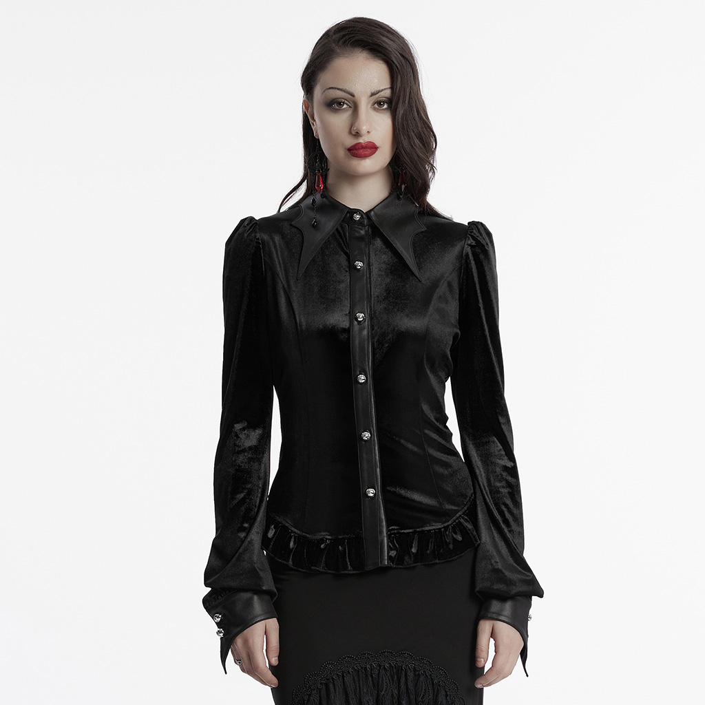 Punk Rave Black Bat Wing Collar Gothic Ombre Shirt