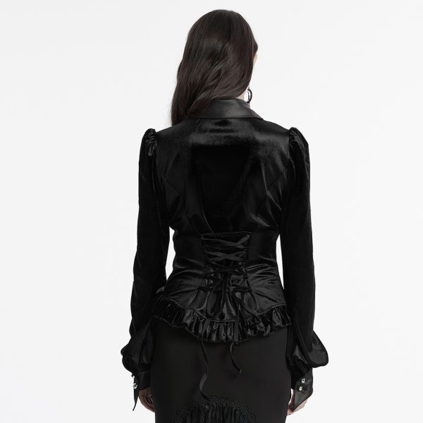 Punk Rave Black Bat Wing Collar Gothic Ombre Shirt