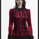 Punk Rave Red Bat Wing Collar Gothic Ombre Shirt