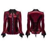 Punk Rave Red Bat Wing Collar Gothic Ombre Shirt