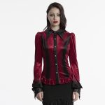 Punk Rave Red Bat Wing Collar Gothic Ombre Shirt