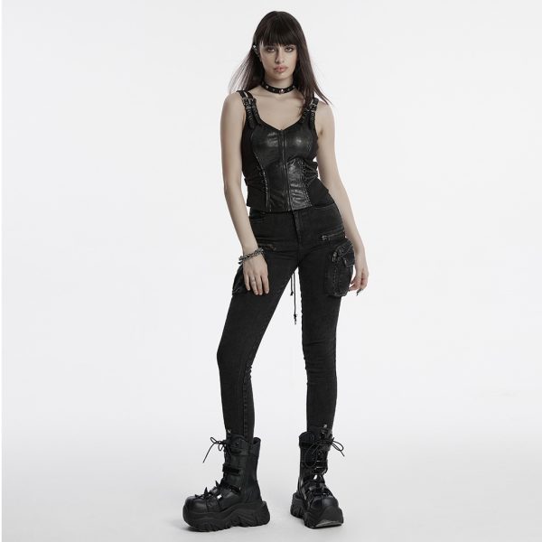 Punk Rave Scavenger Faux Leather Top