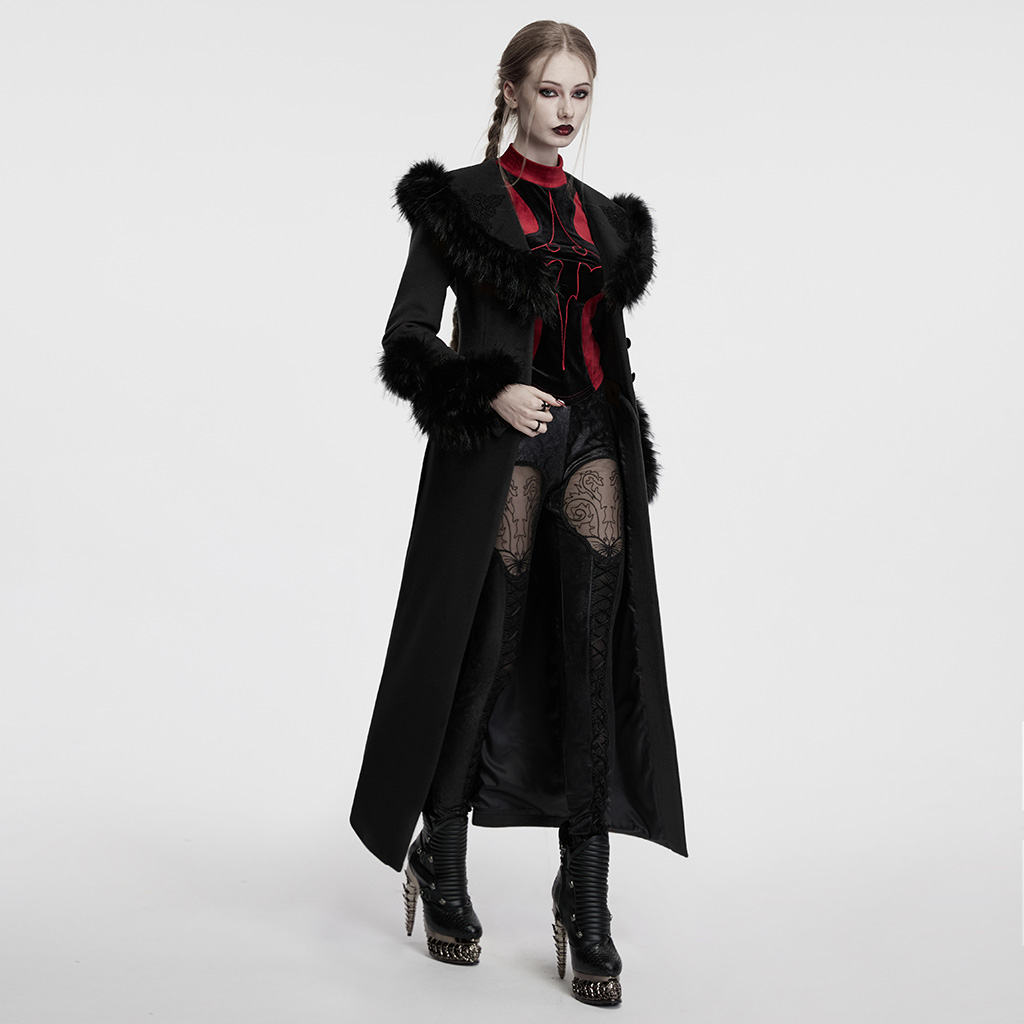 Punk Rave Mia Fur Long x Short Gothic Coat