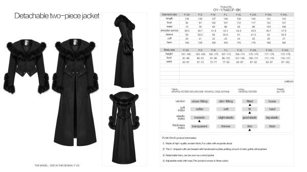 Punk Rave Mia Fur Long x Short Gothic Coat