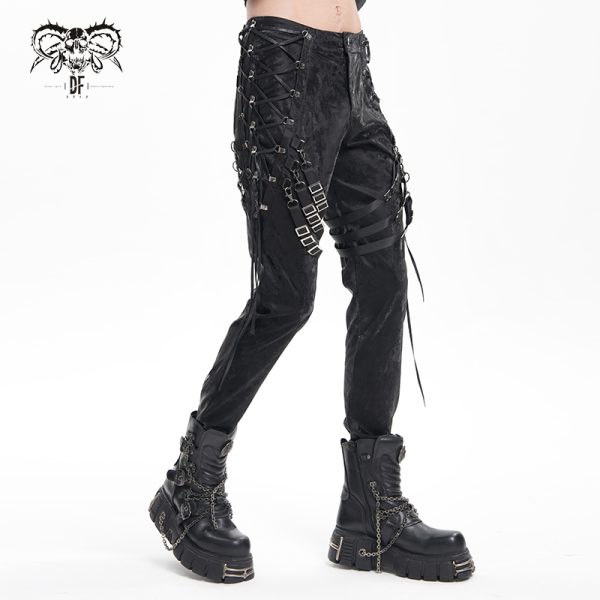 Devil Fashion Raver Laced Up Strap Detail Bondage Pants