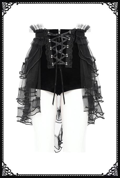 Devil Fashion Lacy Ruffle Veil Gothic Shorts