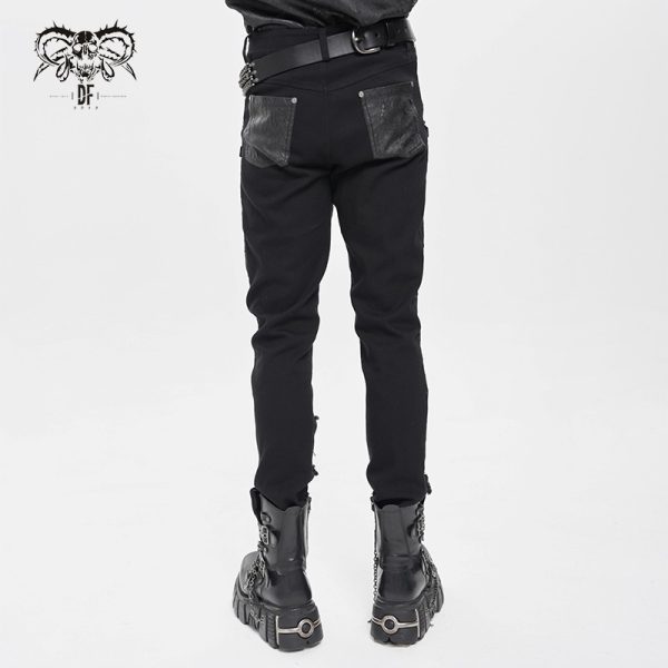 Devil Fashion Necro Buckle PU Trousers
