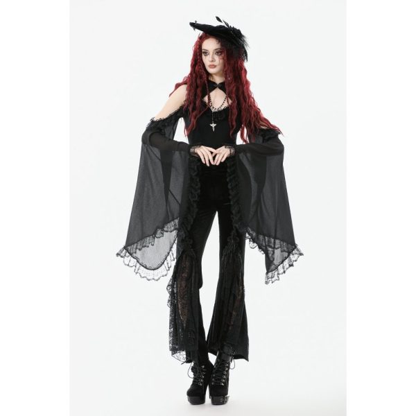 Dark In Love Mortis Embroidered Flare Gothic Leggings