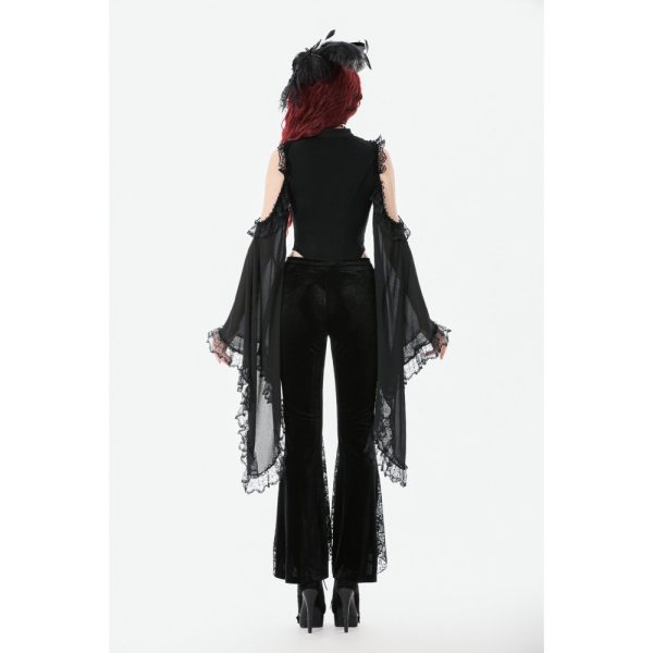 Dark In Love Mortis Embroidered Flare Gothic Leggings