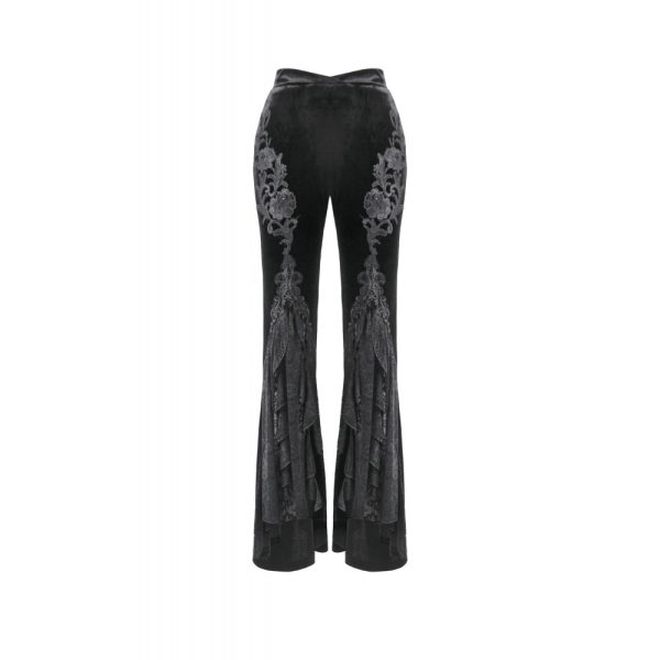 Dark In Love Mortis Embroidered Flare Gothic Leggings