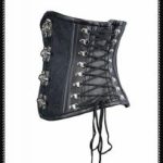 SaiSai Corset Steel Bone Underbust Black Paisley Pattern