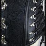 SaiSai Corset Steel Bone Underbust Black Paisley Pattern