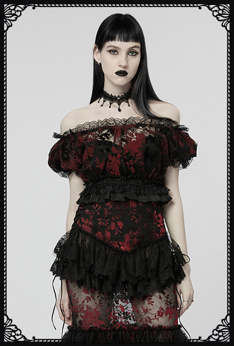 Punk Rave Rose Bardot Top Red