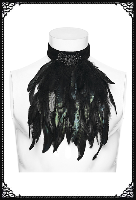 Punk Rave Raven Feather Jabot