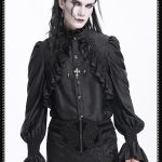 Devil Fashion Graveyard Vampire Cross Ruffle Black Shirt