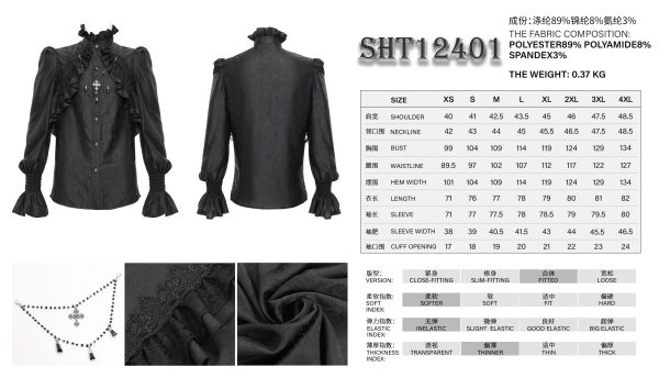 Devil Fashion Graveyard Vampire Cross Ruffle Black Shirt