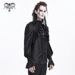 Devil Fashion Graveyard Vampire Cross Ruffle Black Shirt